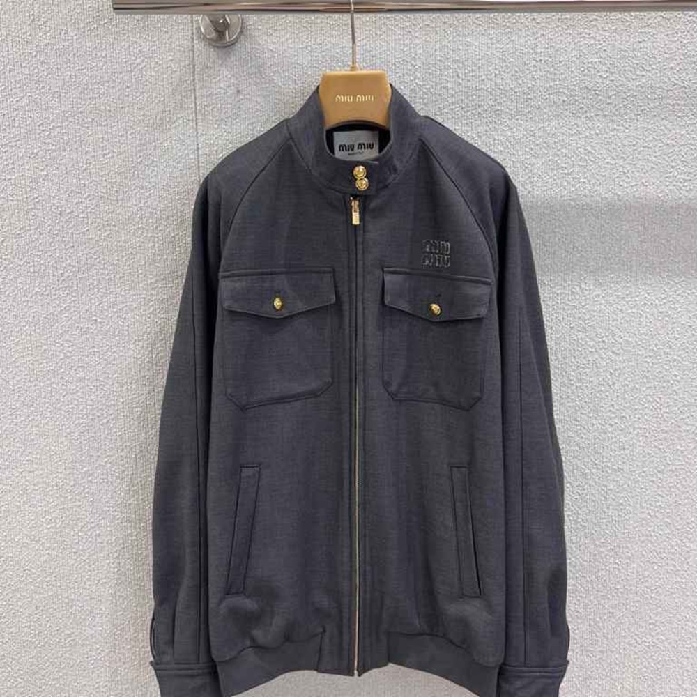 Miu Miu Charcoal Jacket with Gold Details